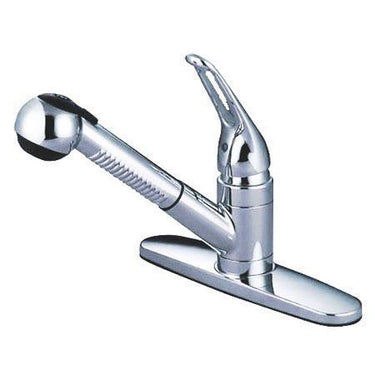 Kingston Brass Wyndham Pull-out with Single Loop Handle and Matching Wand, Chrome Kitchen Faucet Kingston Brass